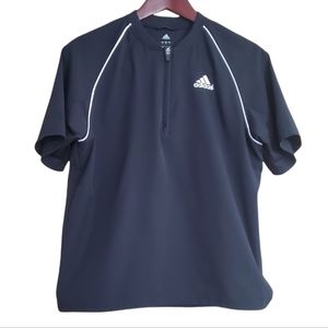 Adidas Boxy Cropped Quarter Zip Windbreaker Top Black Medium